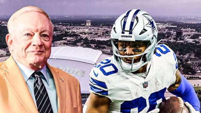 Dallas Cowboys owner Jerry Jones and running back Tony Pollard.